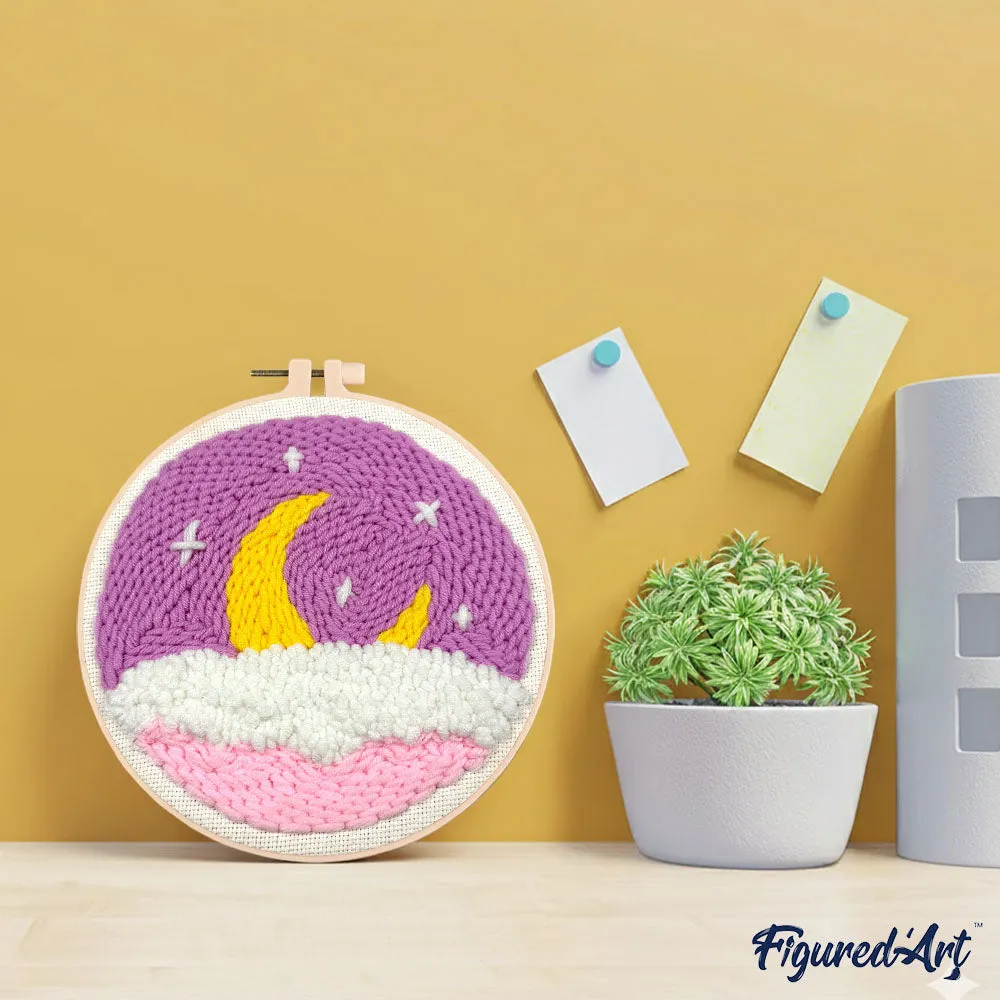 Figured'Art Paarse Lucht punch needle pakket 20x20 cm wol