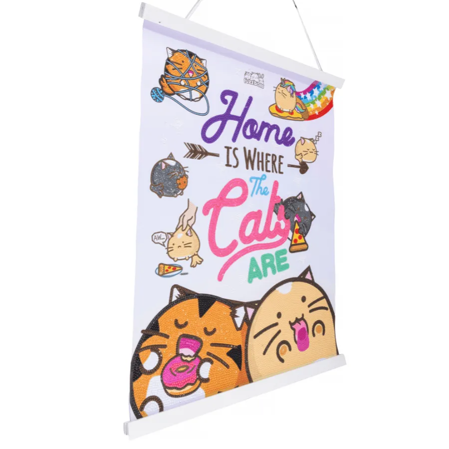 Craft Buddy Crystal Art Home Is Where The Cats Are scroll kit 40x50cm