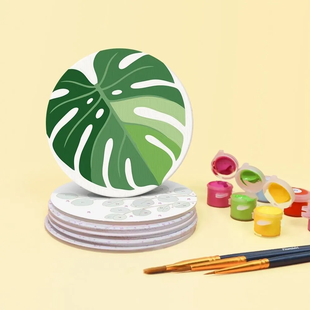Figured'Art Groene oase schilderen op nummer onderzetters 6 stuks