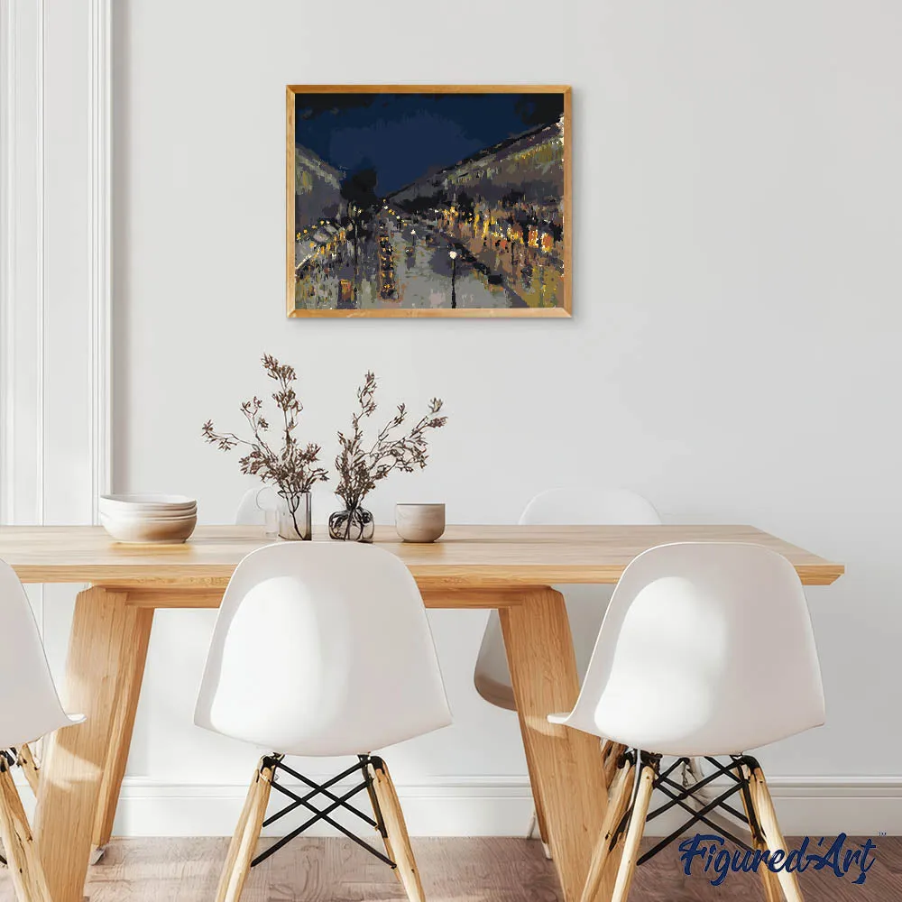 Figured'Art Boulevard Montmartre nachtelijk effect schilderen op nummer 40x50 cm impressionisme