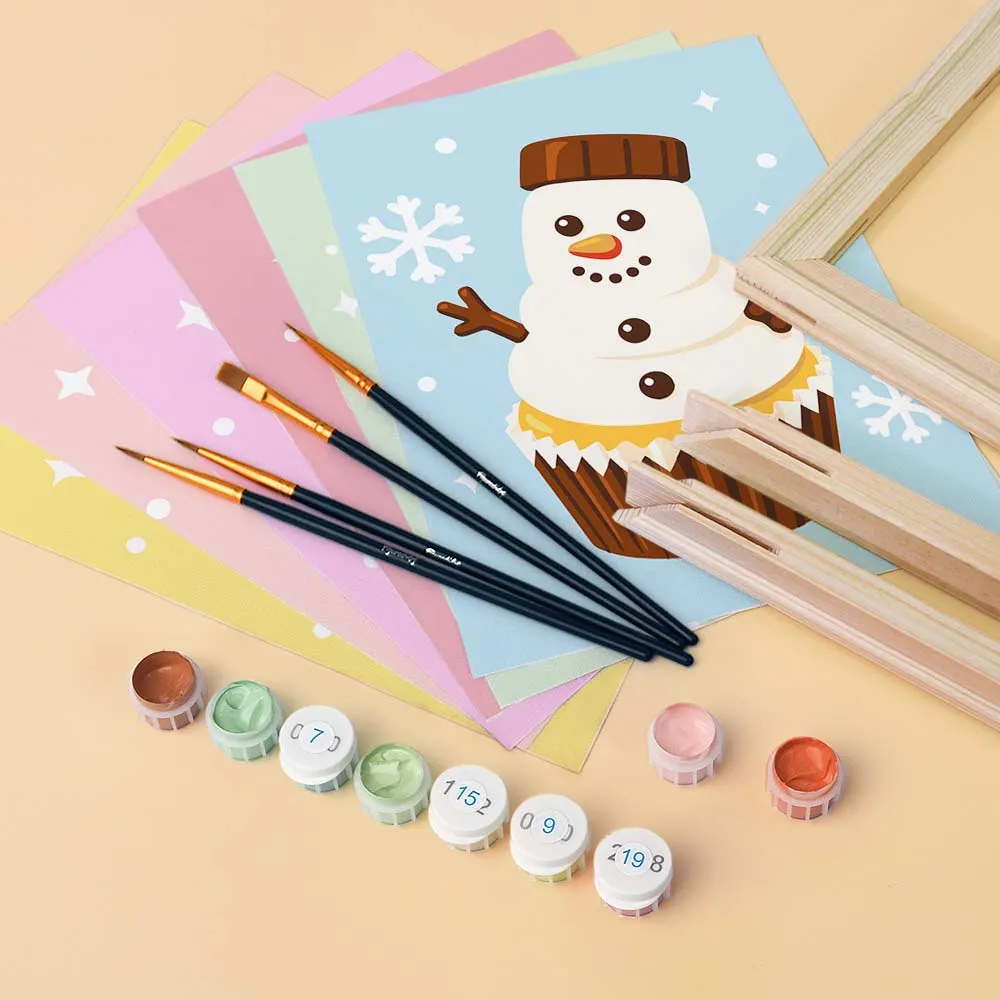 Figured'Art Mini Kerstcupcakes schilderen op nummer 6x 15x20 cm