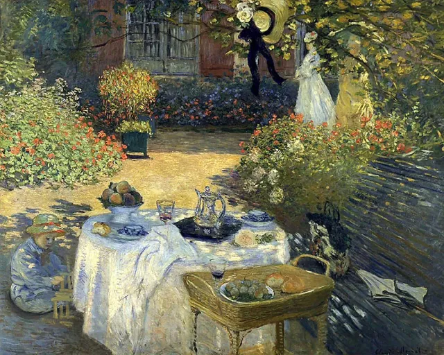 Figured'Art Het ontbijt in de tuin Monet diamond painting 40x50cm