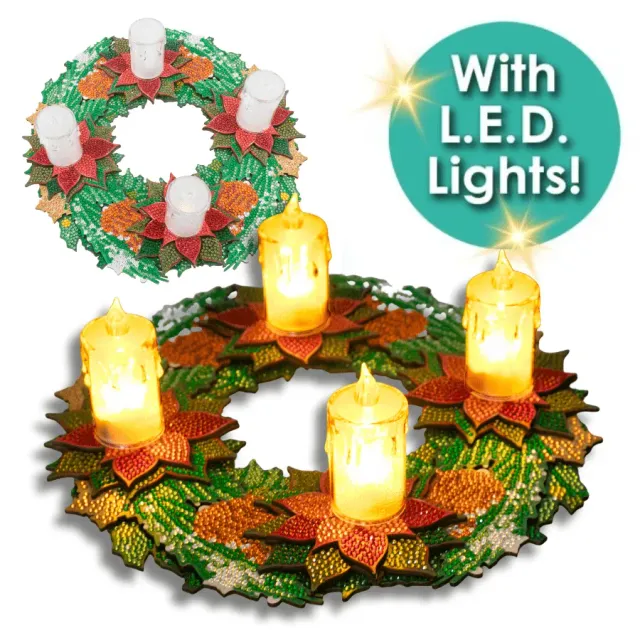 Craft Buddy Crystal Art Christmas Candle Holder krans kit 29 cm 3D