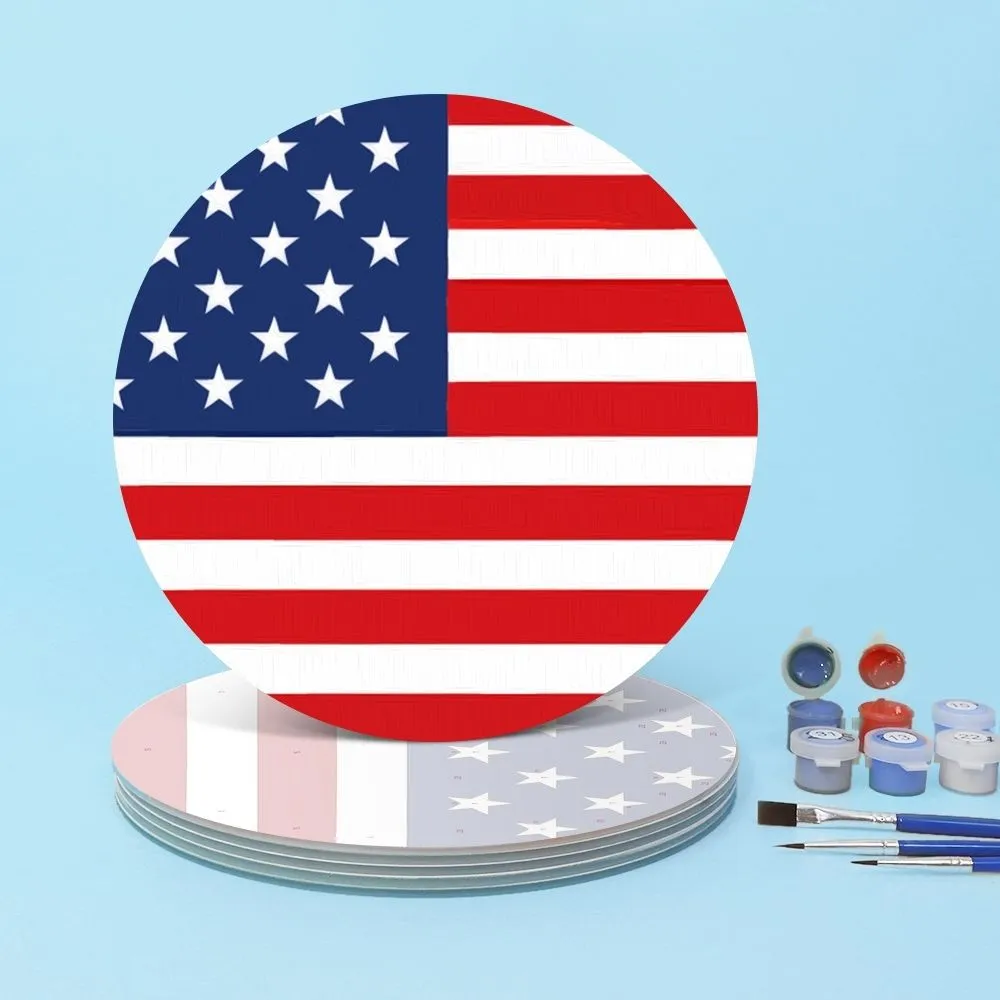 Figured'Art Amerikaanse Vlag schilderen op nummer placemats 6 stuks 20 cm