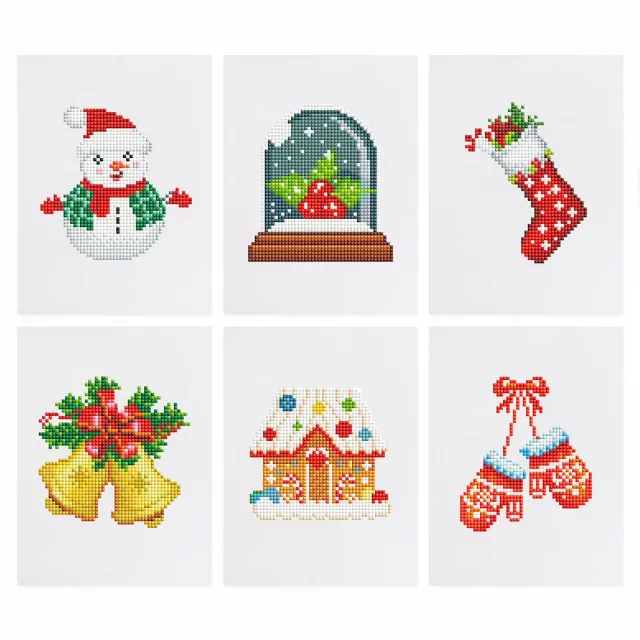 Figured'Art Klassiekers van Kerstmis mini diamond painting 15x20cm 6 stuks