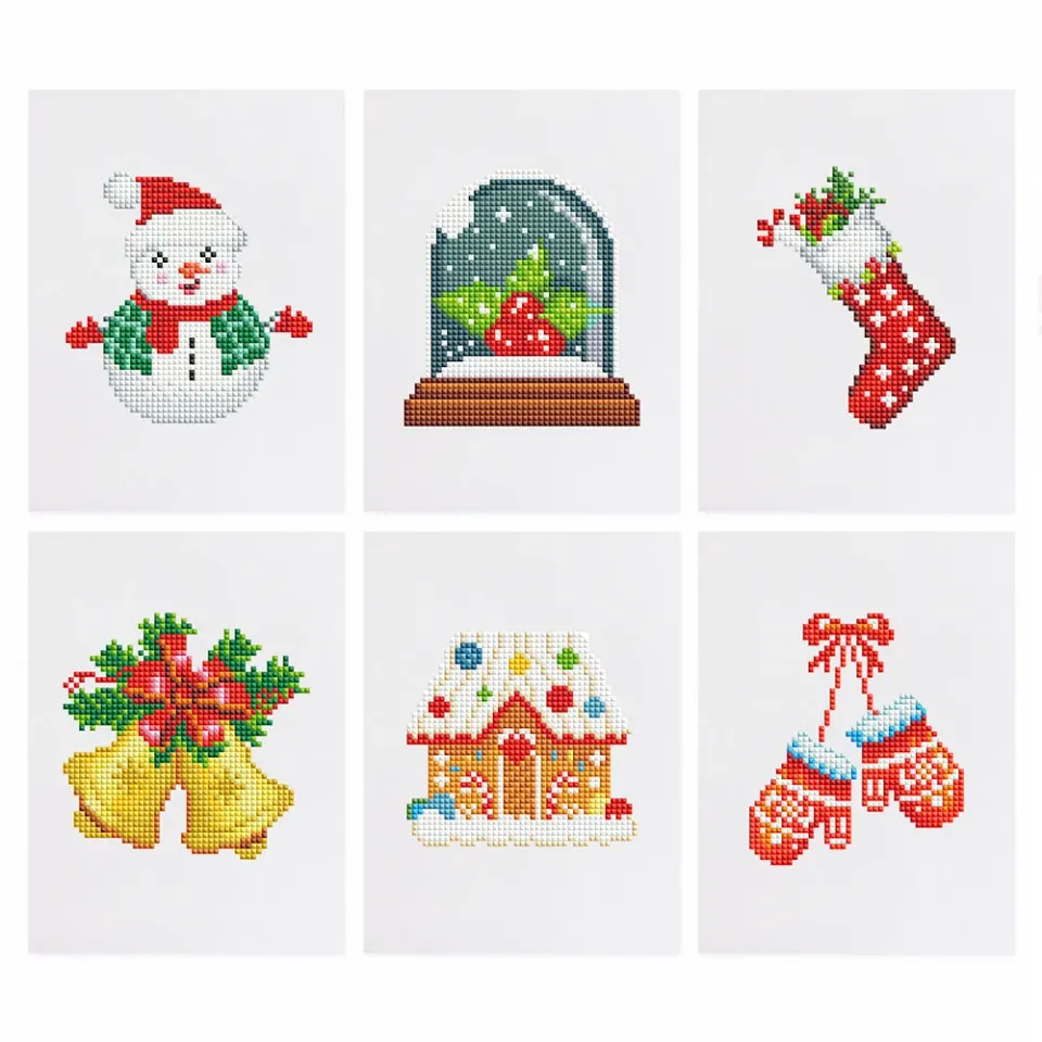 Figured'Art Klassiekers van Kerstmis mini diamond painting 15x20cm 6 stuks