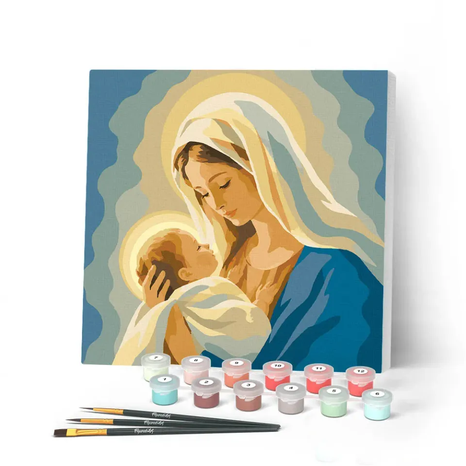 Figured'Art Maria-gebed mini schilderen op nummer 20x20 cm met frame