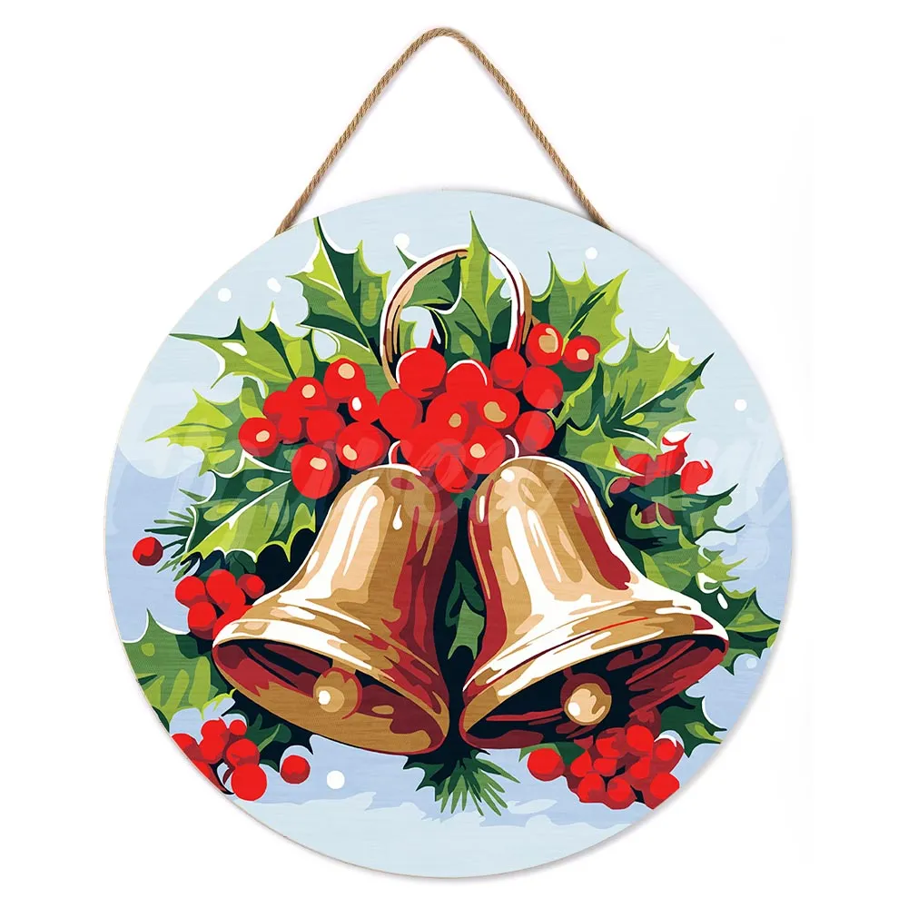 Figured'Art Kerstklokken schilderen op nummer houten schijf 30cm