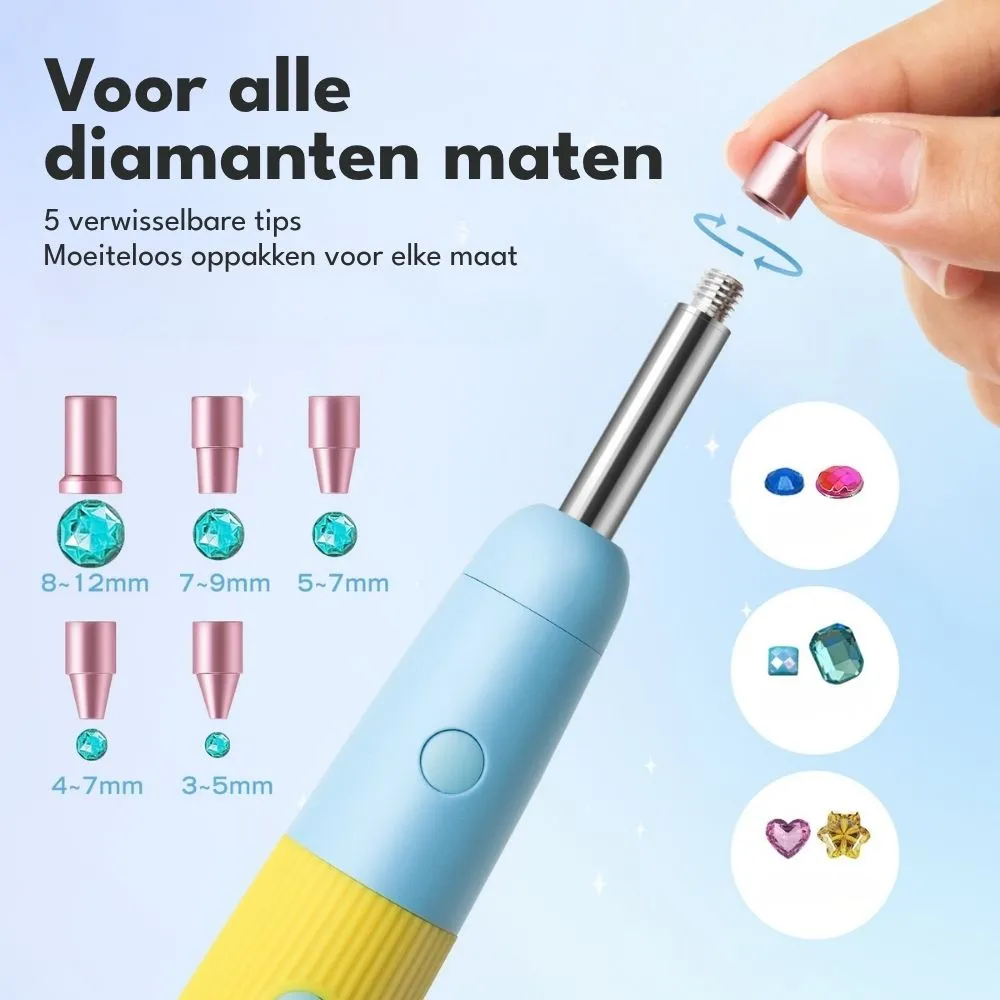 Figured'Art Hotfix Rhinestone Applicator strasspen blauw draadloos