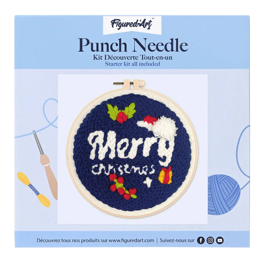 Figured'Art Vrolijk Kerstfeest punch needle pakket 20cm