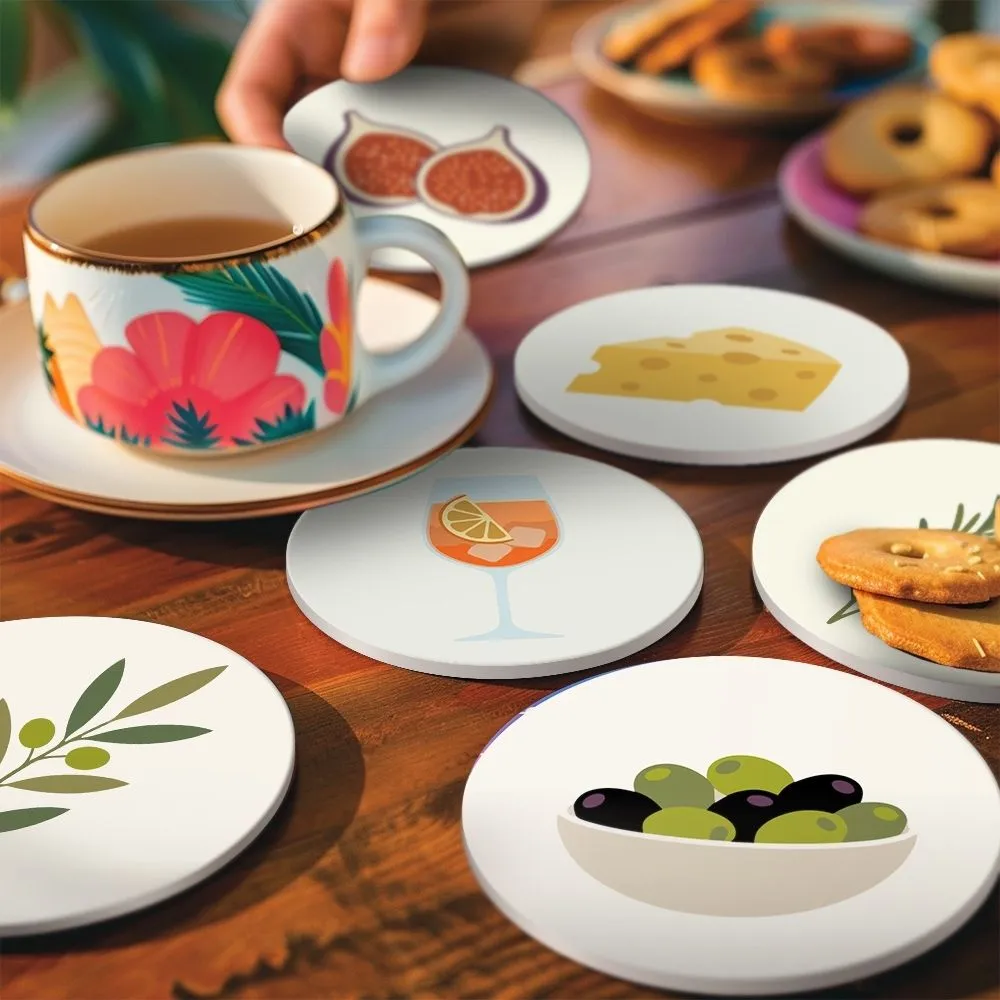 Figured'Art Mediterrane Smaken onderzetters schilderen op nummer 10 cm