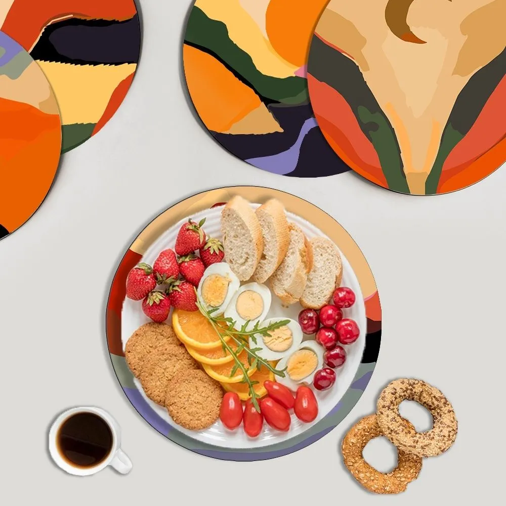 Figured'Art Moderne Abstracte Berg placemats schilderen op nummer 20 cm 6 stuks