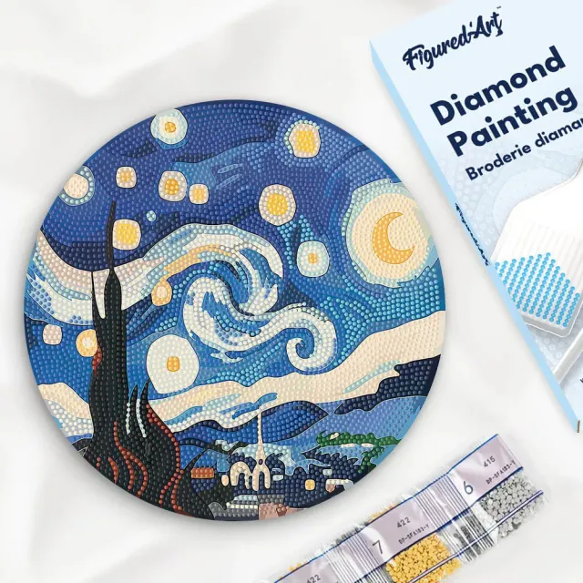 Figured'Art Sterrennacht diamond painting op hout 30 cm Van Gogh