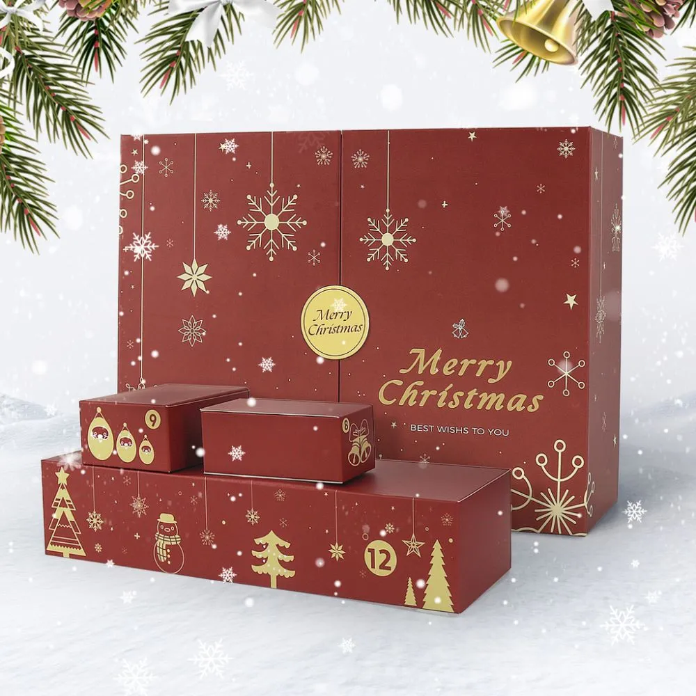 Figured'Art Vrolijk Kerstfeest adventskalender 2025 rood 12 deurtjes