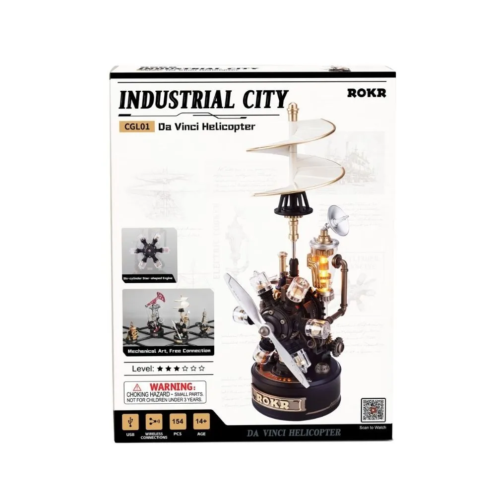 Figured'Art Da Vinci-helikopter 3D puzzel 154 stukjes hout