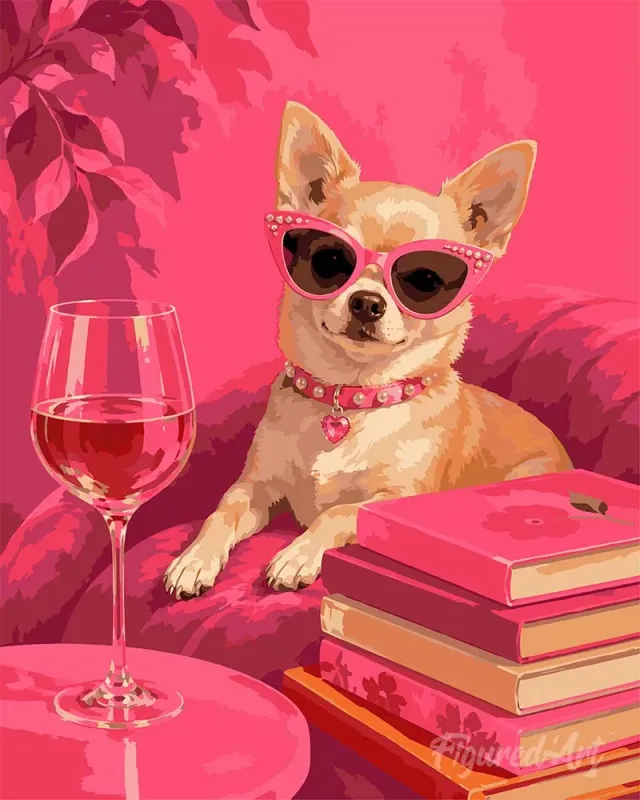 Figured'Art Kleine Diva schilderen op nummer 40x50 cm hond