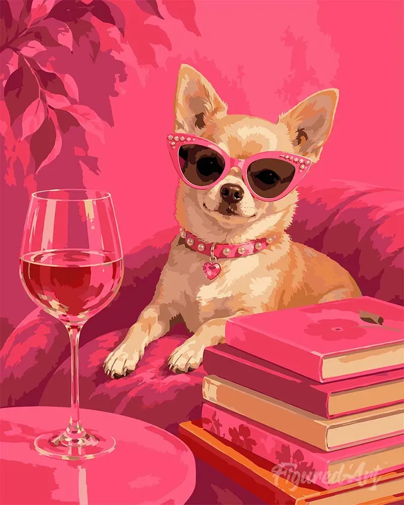 Figured'Art Kleine Diva schilderen op nummer 40x50 cm hond