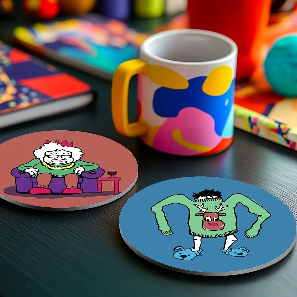 Figured'Art Creatief Kerstcadeau 2 schilderen op nummer onderzetters 10cm 4 stuks