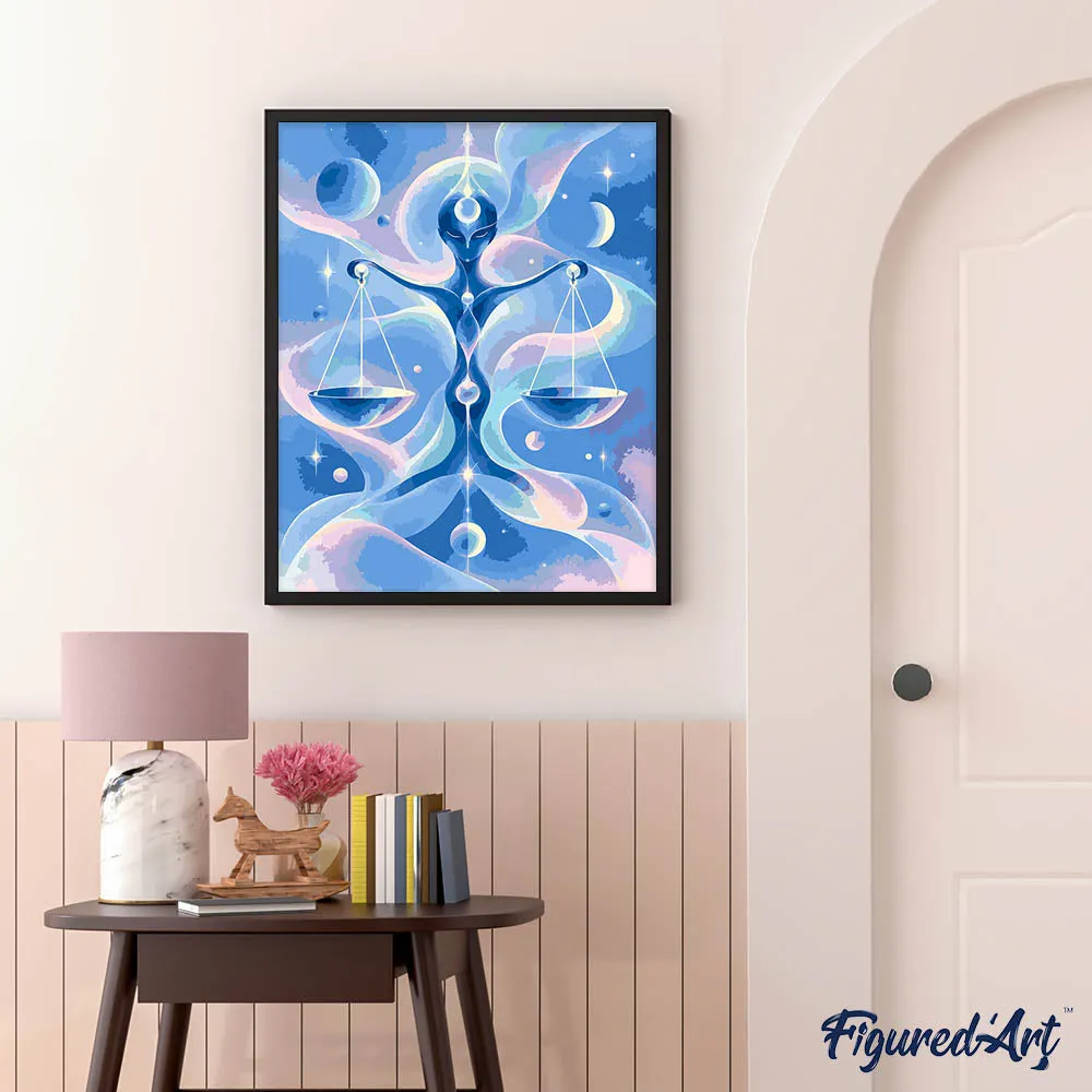 Figured'Art Weegschaal Kosmische Sterrenbeeld schilderen op nummer 40x50cm