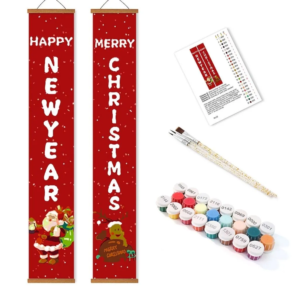 Figured'Art Kerstman Rendier deur banners schilderen op nummer