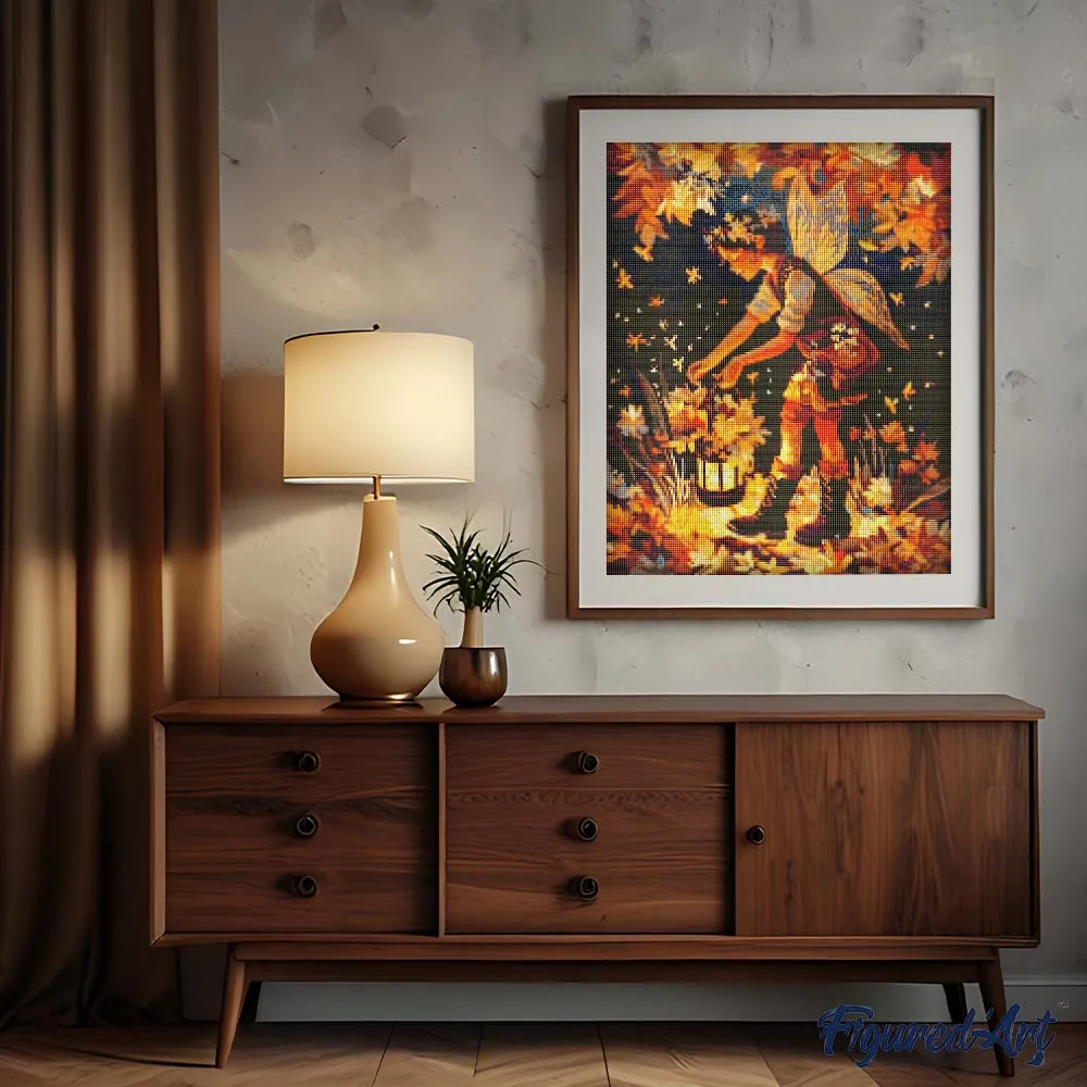 Figured'Art Schattige herfstfee diamond painting 40x50 cm fantasie