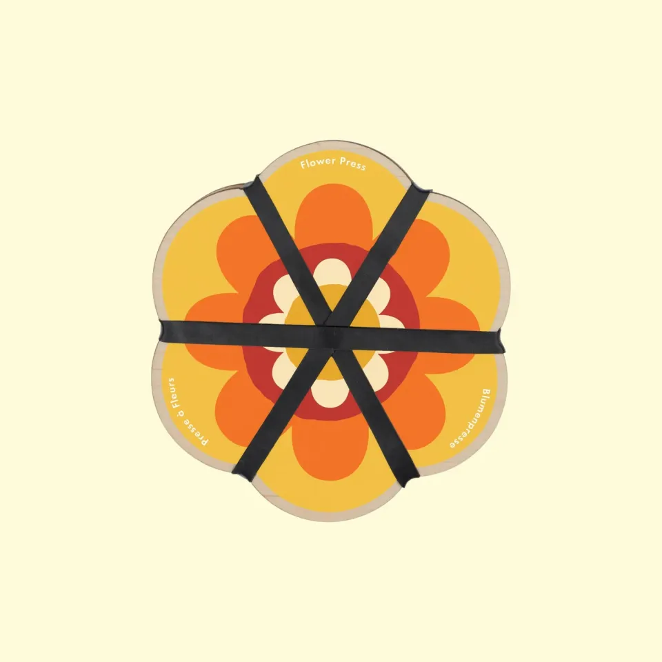 Studio Wald bloemenpers rond geel oranje 15 cm