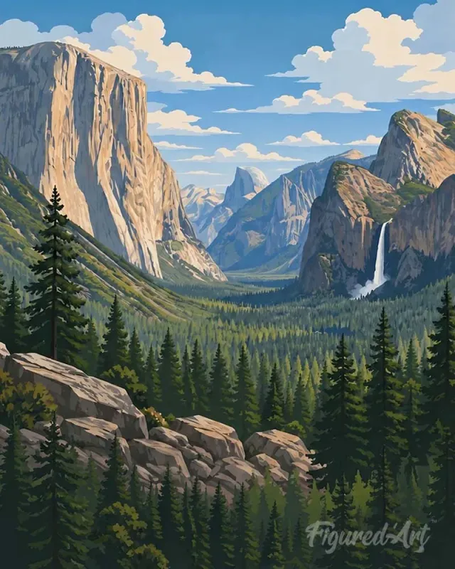 Figured'Art Yosemite National Park diamond painting 40x50 cm vierkant