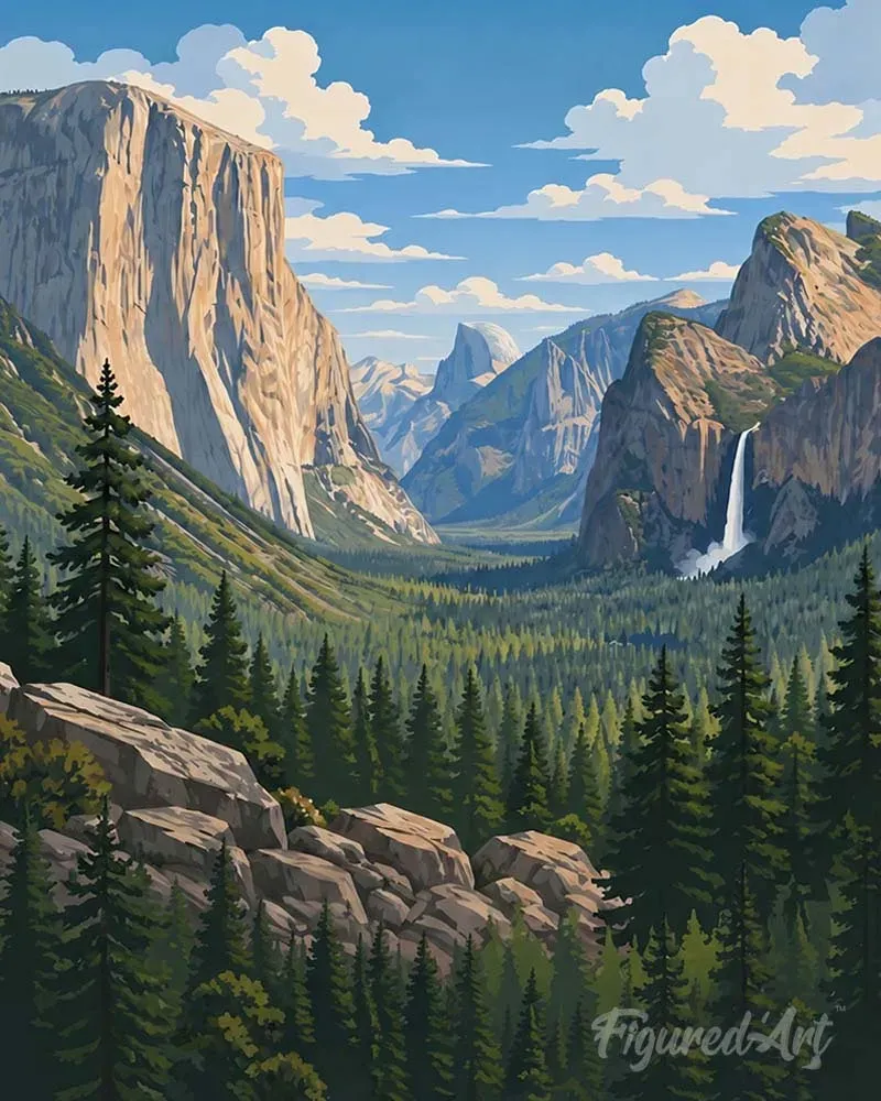 Figured'Art Yosemite National Park diamond painting 40x50 cm vierkant