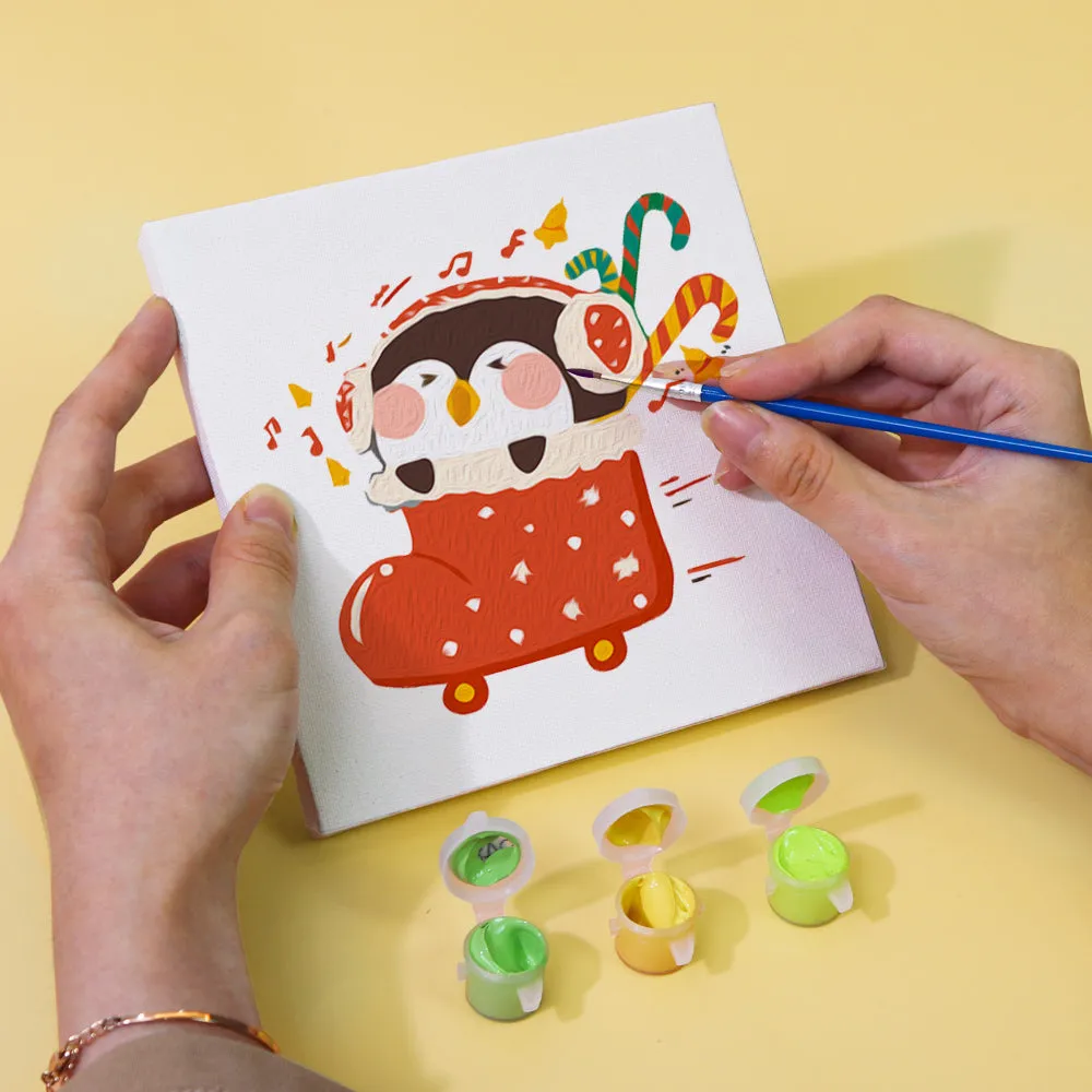 Figured'Art Kerst Winter Pinguïn mini schilderen op nummer 6 stuks