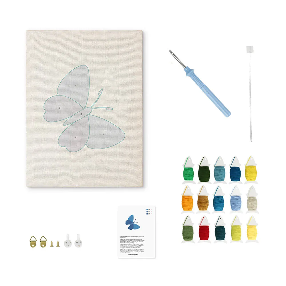Figured'Art Blauwe Droom Vlinder punch needle 20x30 cm frame