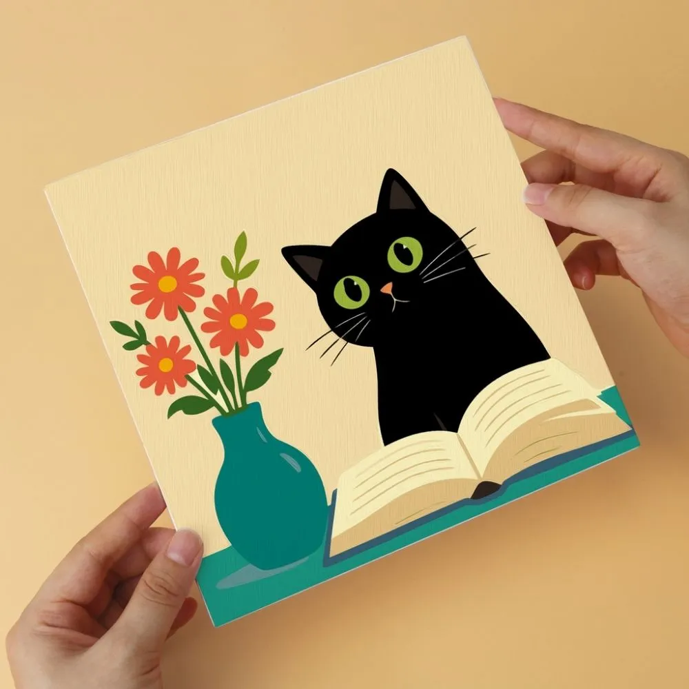 Figured'Art Mini Serie Katten en bloemen schilderen op nummer 20x20 cm 6 stuks