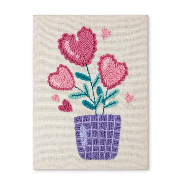 Figured'Art Hartelijke Bloemen punch needle pakket 20x30 cm katoen