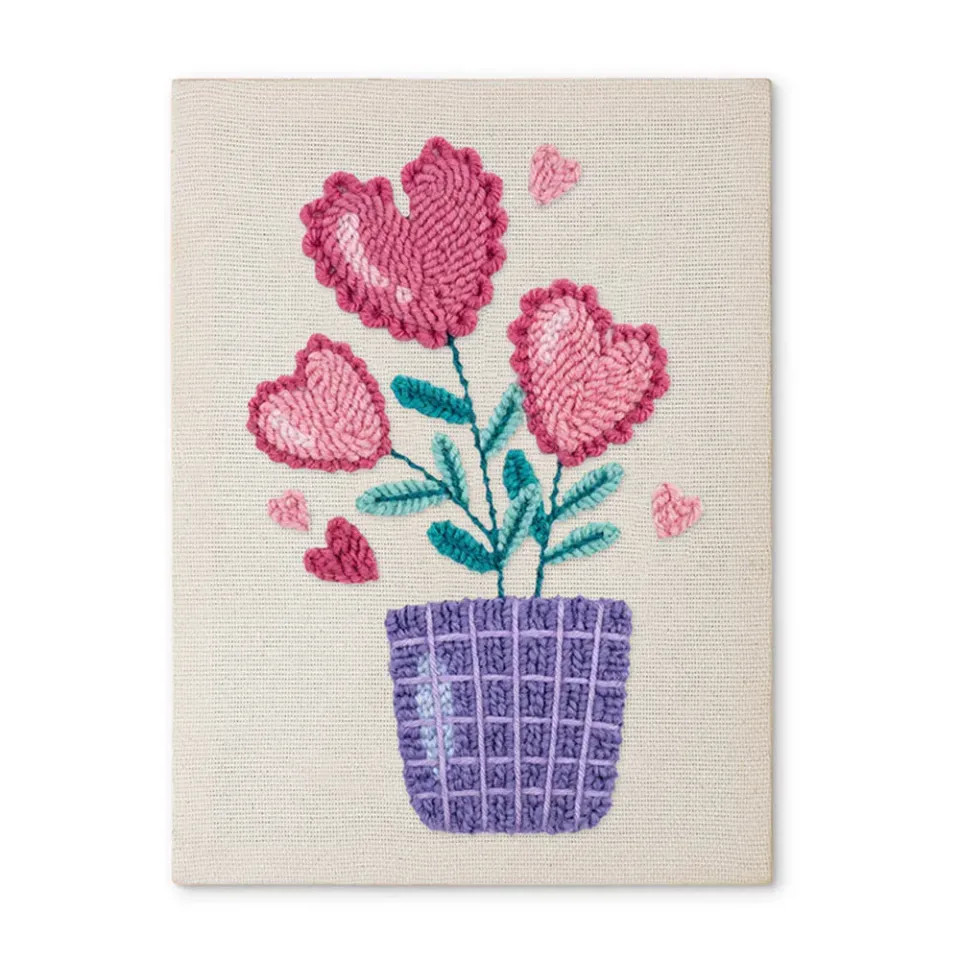 Figured'Art Hartelijke Bloemen punch needle pakket 20x30 cm katoen