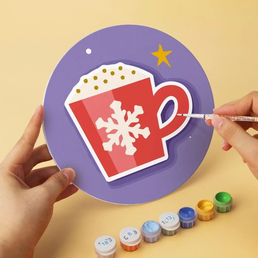 Figured'Art Paarse kerstset schilderen op nummer schijven Ø20 cm 6 stuks
