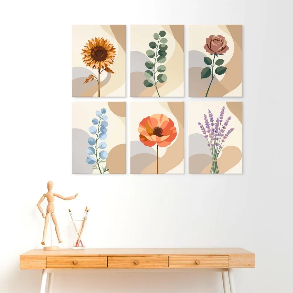 Figured'Art Botanische Studie Mini Schilderen op Nummer 15x20cm 6 stuks