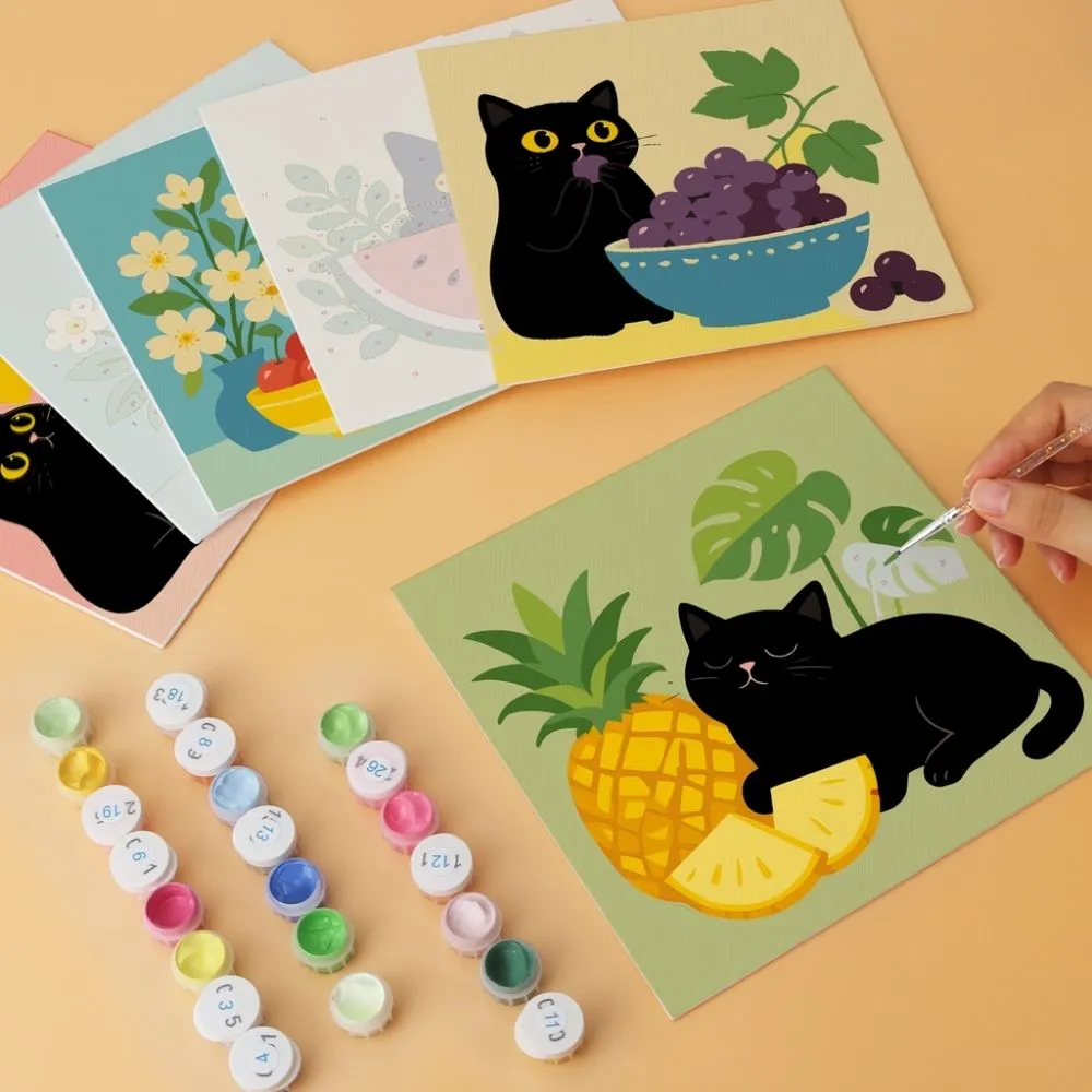 Figured'Art Mini Schilderen op Nummer Kat Fruit 20x20cm 6 stuks