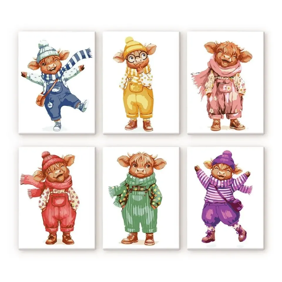Figured'Art Pastel Boerderijverhalen mini schilderen op nummer 15x20 cm 6 stuks