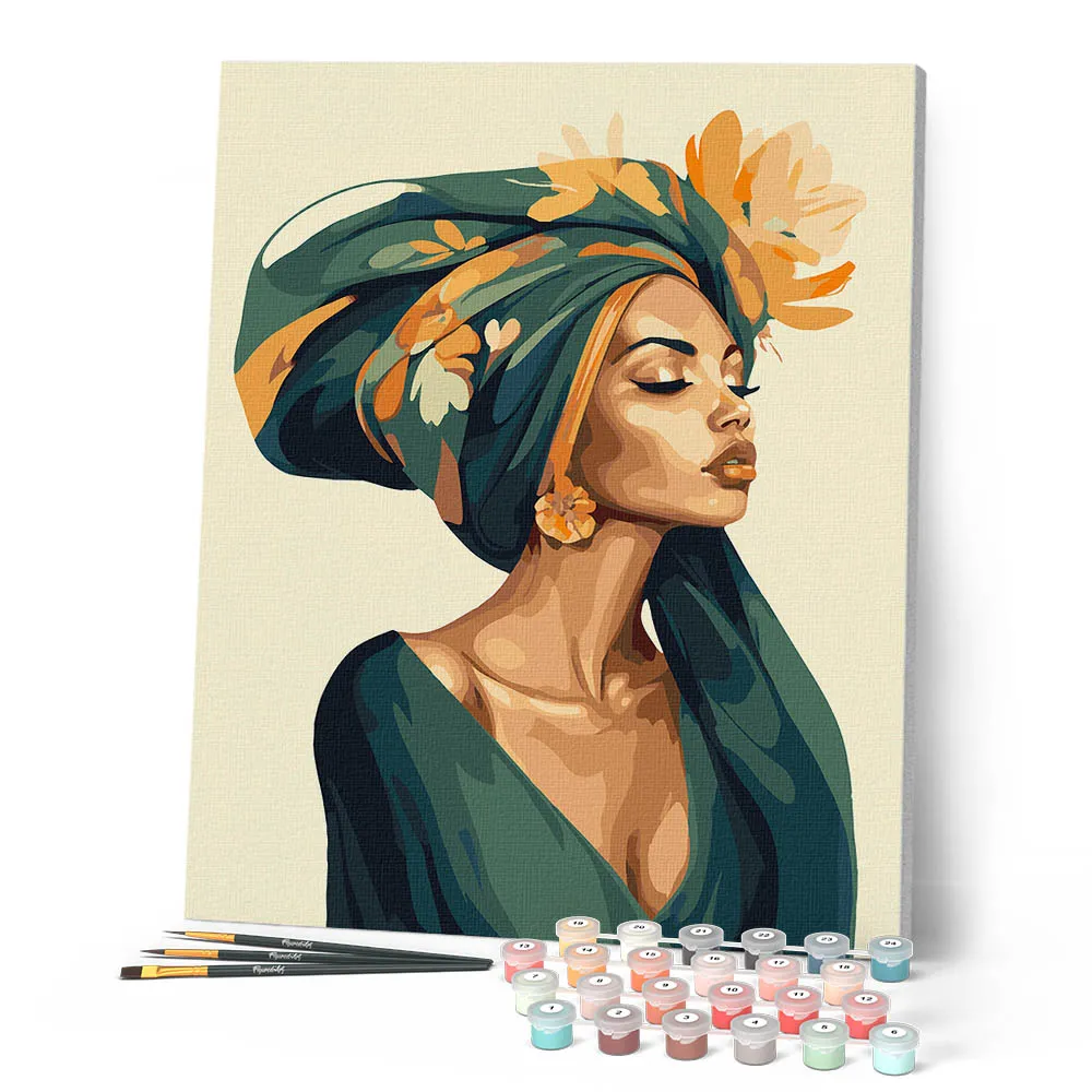 Figured'Art Vrouw met bloemenhoofddoek schilderen op nummer 40x50 eenvoudig