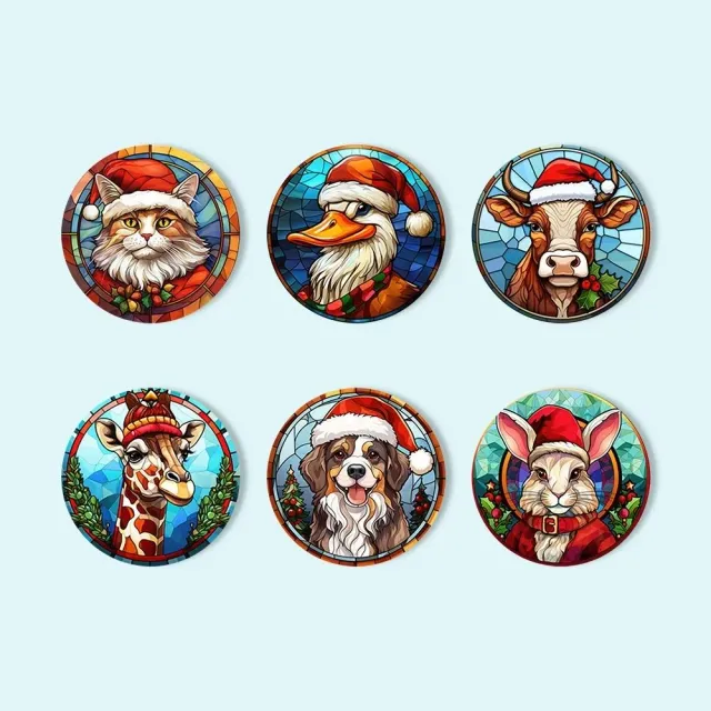 Figured'Art Kerstwezens schilderen op nummer onderzetters 10 cm 6x