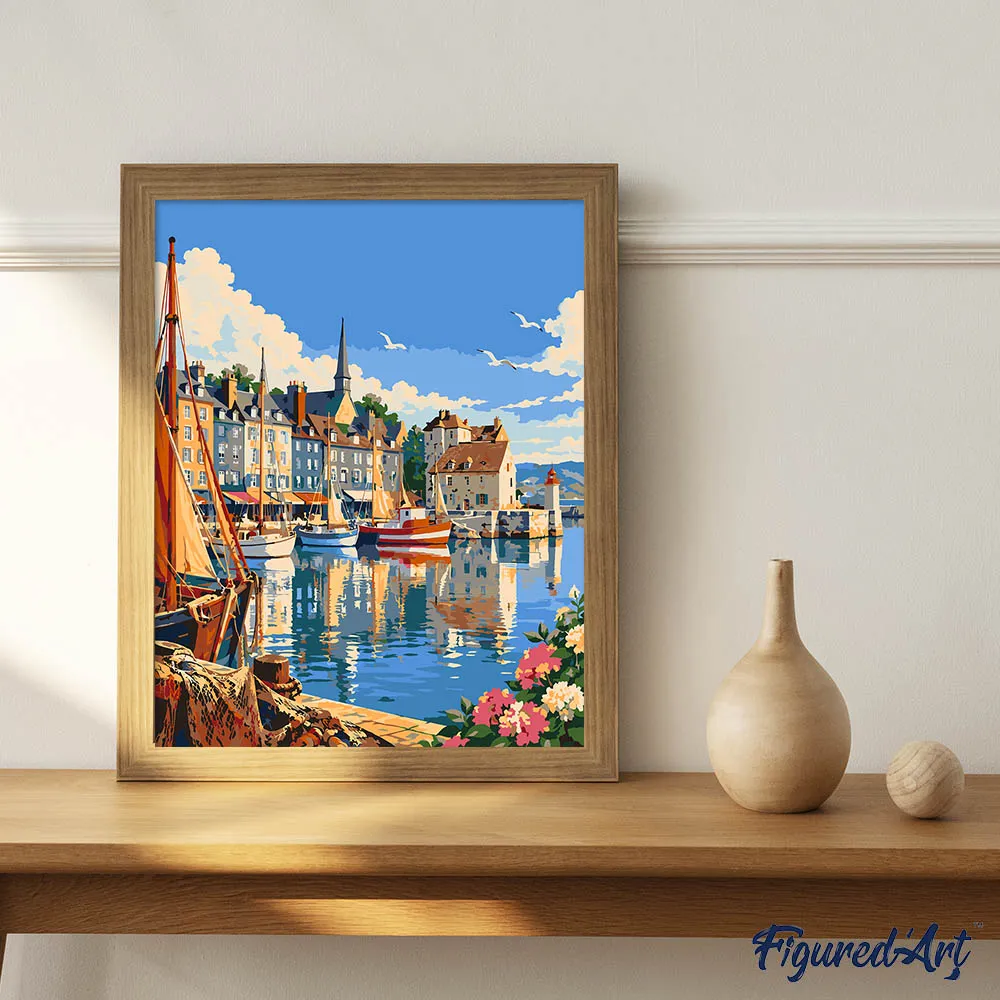 Figured'Art Haven van Honfleur schilderen op nummer canvas 40x50cm haven