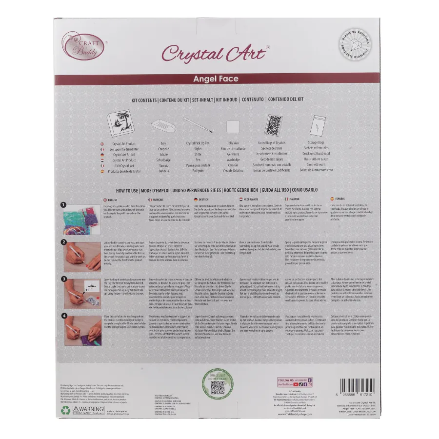 Craft Buddy Crystal Art Angel Face canvas kit 40x50 full crystal