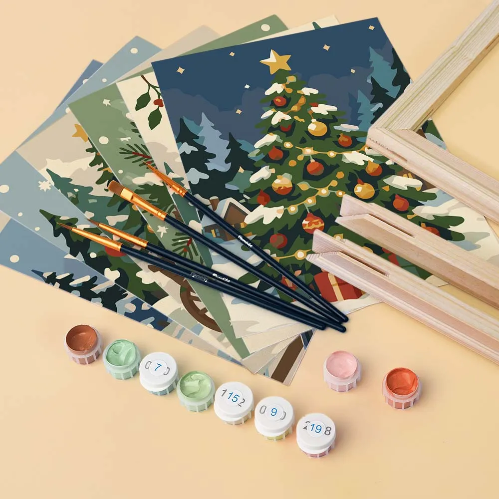 Figured'Art Kerstverhalenboek mini schilderen op nummer 6 stuks 15x20cm