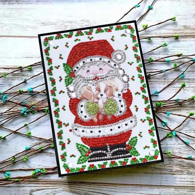 Figured'Art Kerstman met Puppies diamond painting boek A5 50 pagina's
