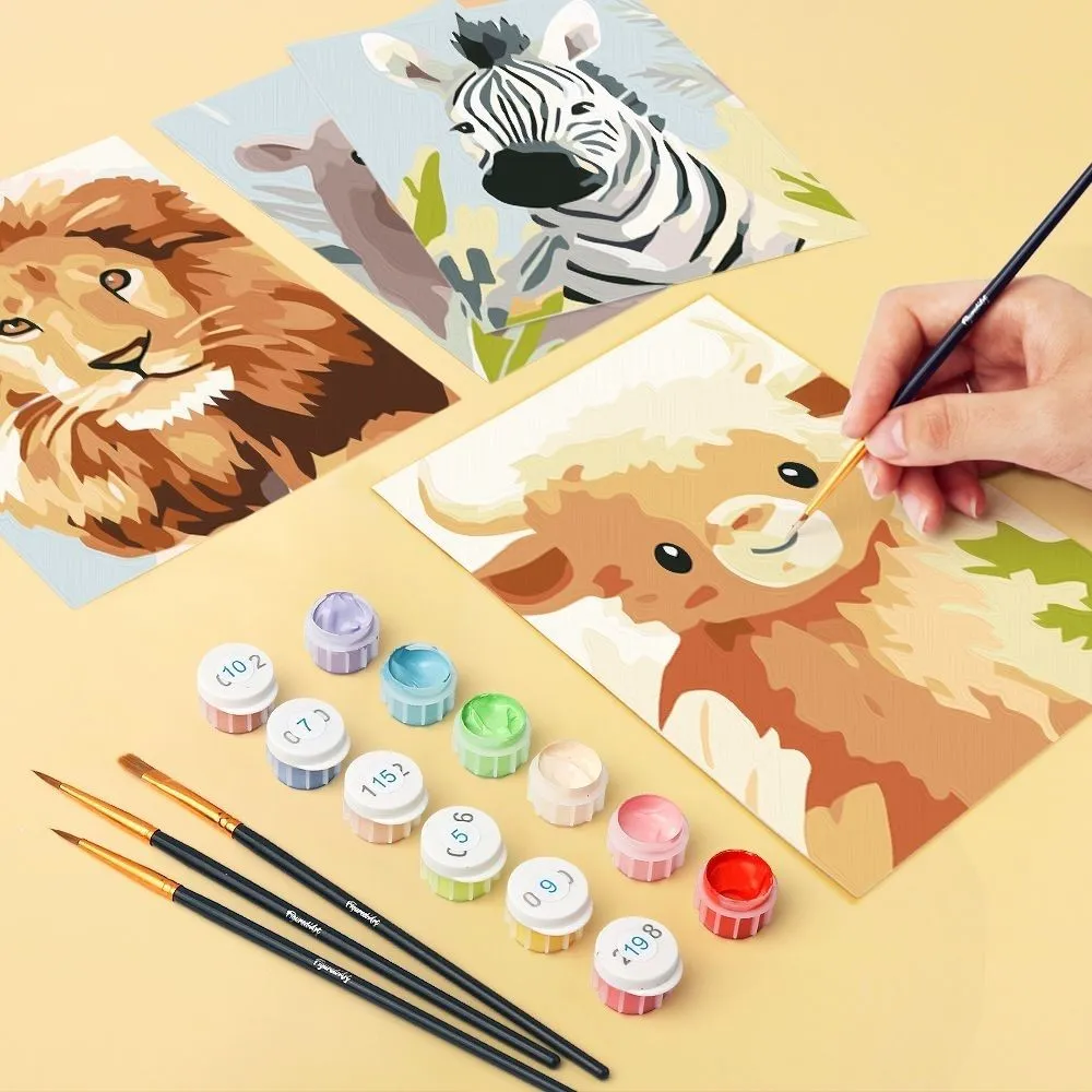 Figured'Art Wildlife Portretten 1 schilderen op nummer mini 6 stuks