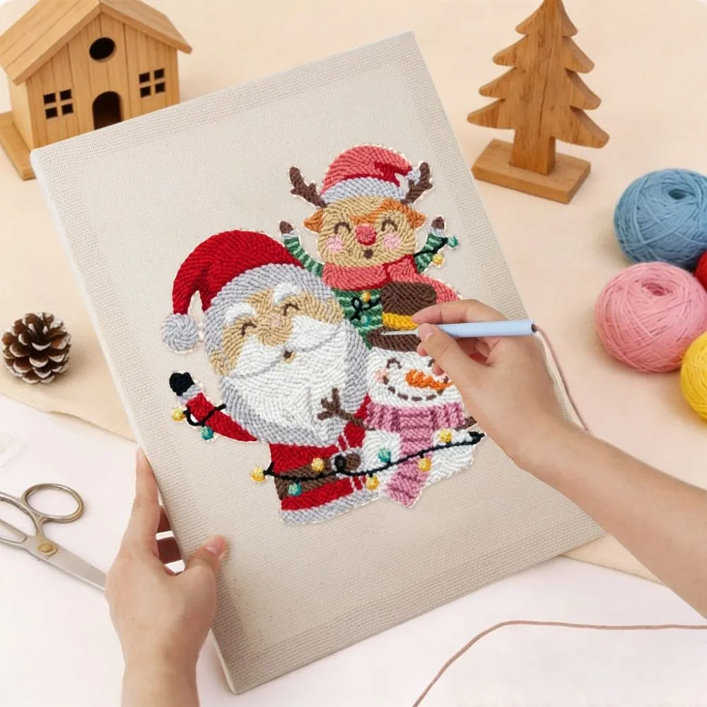Figured'Art Kerstman en Vrienden punch needle pakket 20x30cm kerst