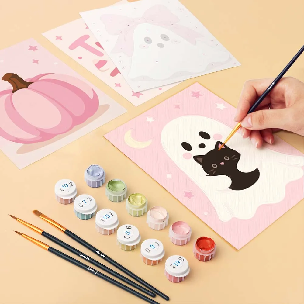 Figured'Art Roze Halloween mini schilderen op nummer 6 stuks