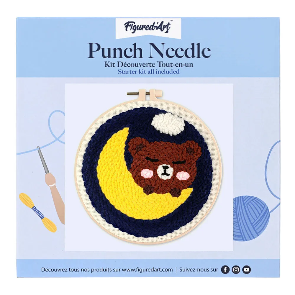 Figured'Art Schattige Beer op de Maan punch needle 20cm