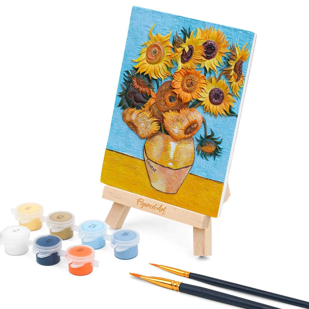 Figured'Art Zonnebloemen Van Gogh 3D schilderij 13,5x10,5 cm reliëf