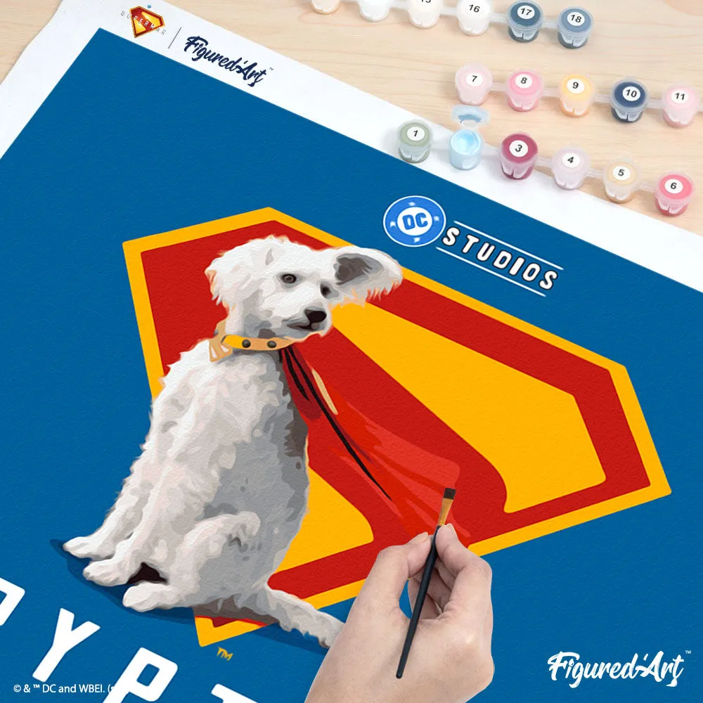Figured'Art Superman Krypto met S-schild schilderen op nummer 40x50 cm