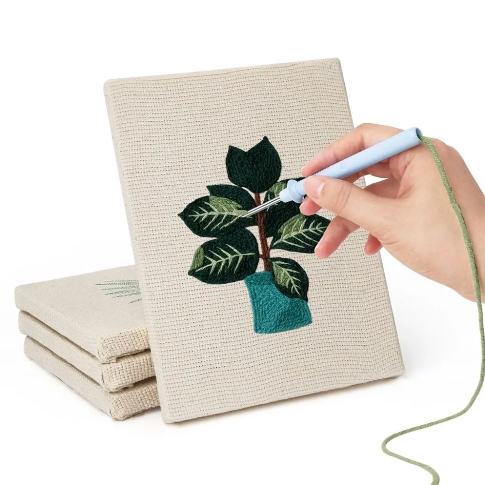 Figured'Art Plantenliefhebber punch needle set 4 stuks met frames